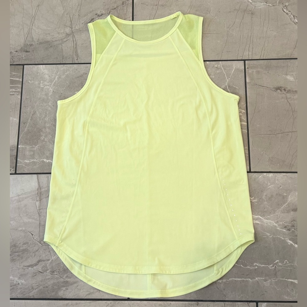 Lululemon Sculpt Tank Top Mesh Panels High Visibility Neon Yellow Lg 12 no tag